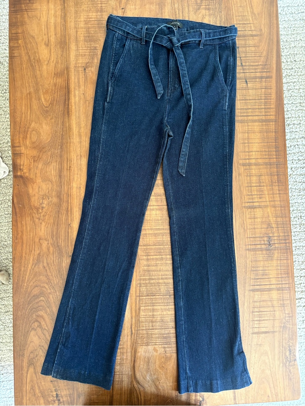 Ann Taylor Women’s Dark Blue Tie-Waist High-rise Jeans